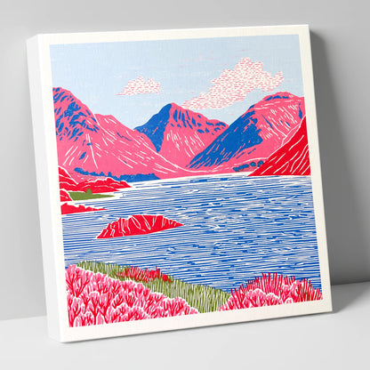 Vibrant Wasdale Fells and Lake lake district valley canvas wall art