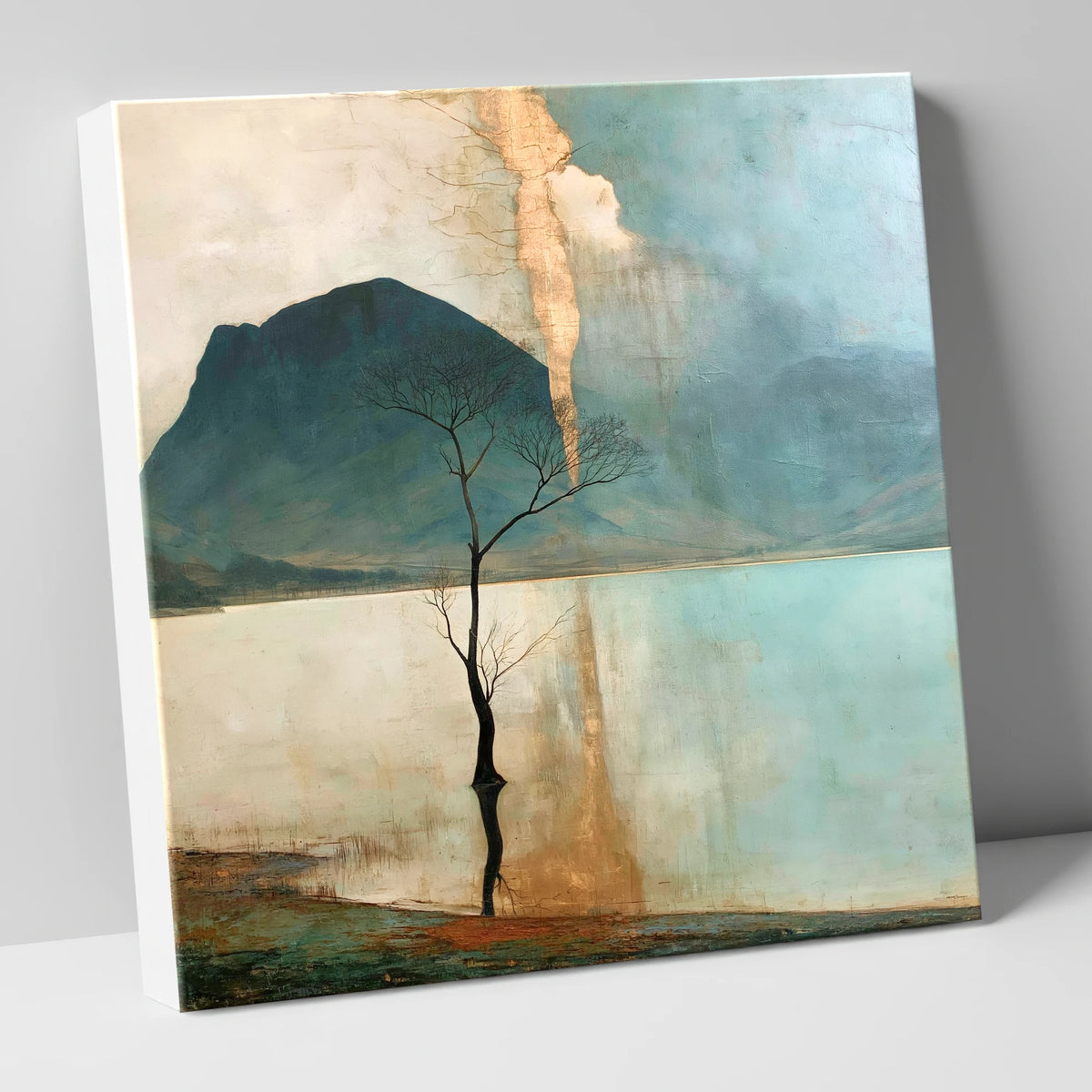 Buttermere Tree in Golden Light lake district lake canvas wall art