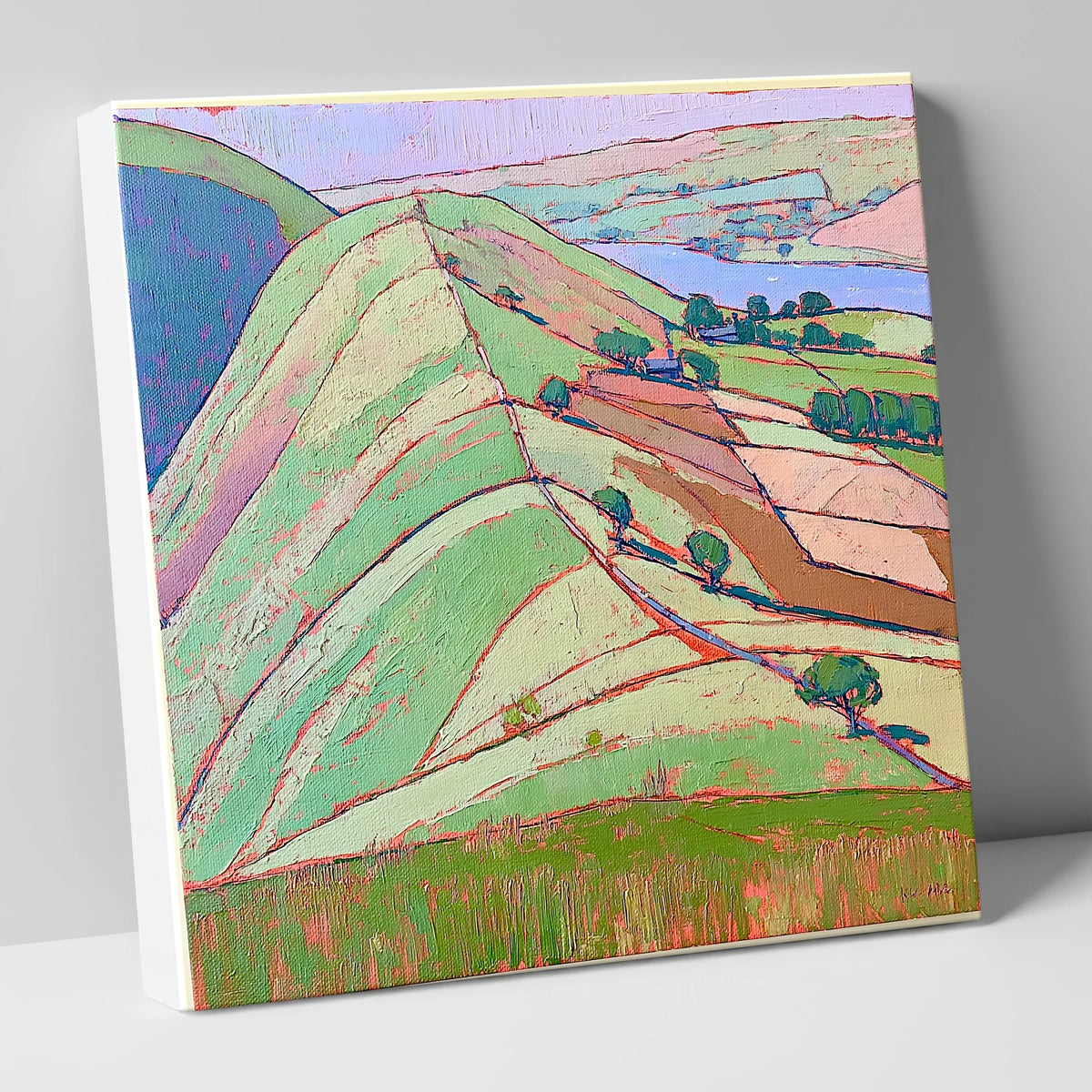 Vibrant Beda Fell Above Patterdale lake district village canvas wall art