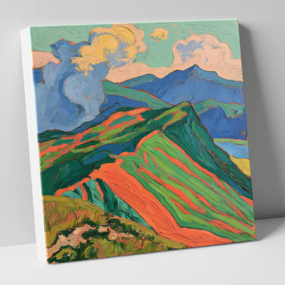 Vivid Misty Mountain Ridge lake district fell canvas wall art