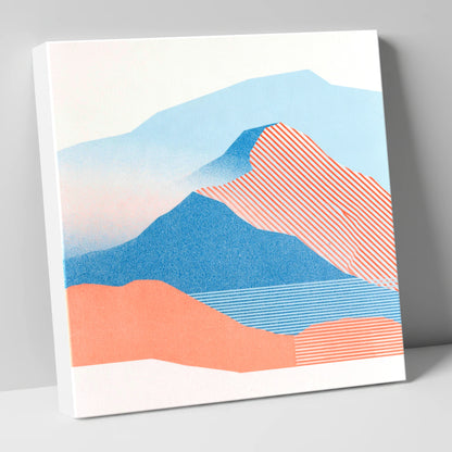 Graphic Coral Mountain Ridge lake district fell canvas wall art