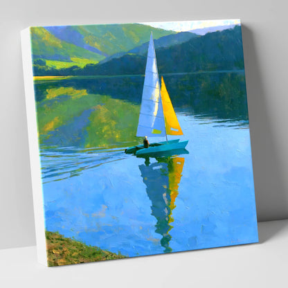 Vivid Sails on a Breezy Lake lake district walking canvas wall art
