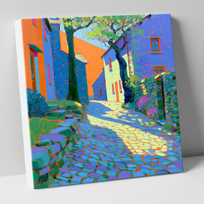 Dappled Sunlight on Village Cobbles lake district village canvas wall art