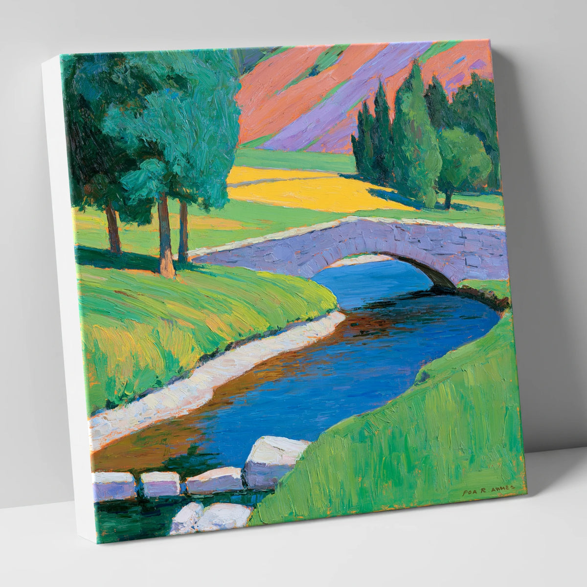Stone Bridge and Purple Fells lake district waterfall canvas wall art