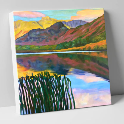 Vibrant Sunset Over Elterwater lake district lake canvas wall art