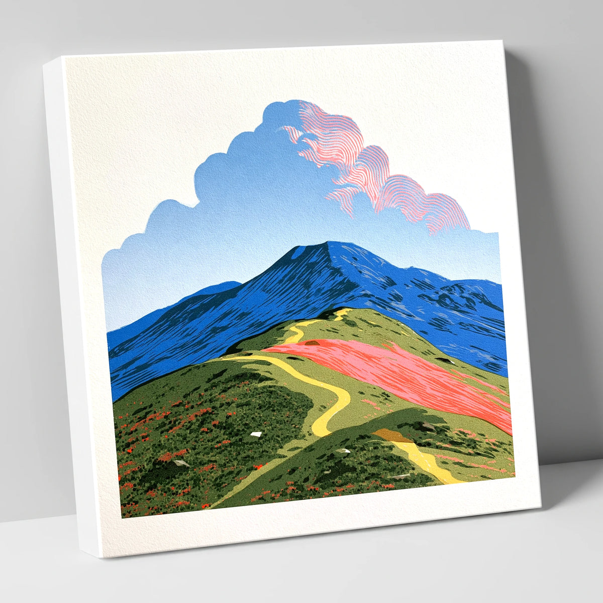 Yellow Path Over Rolling Fells lake district fell canvas wall art