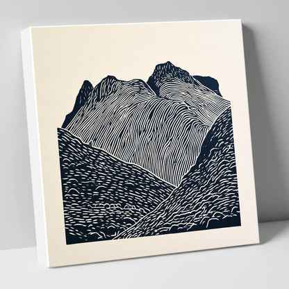Graphic Monochrome Langdale Pikes lake district fell canvas wall art