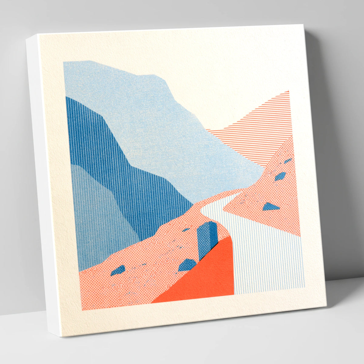 Hardknott Pass in Coral and Blue lake district valley canvas wall art