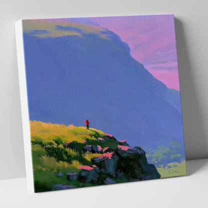 Fell Walker Under Lilac Sky lake district walking canvas wall art