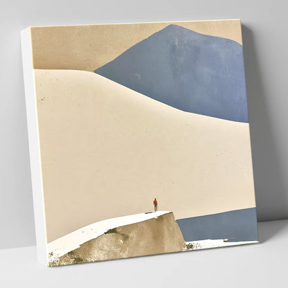 Lone Hiker Against Blue Fells lake district walking canvas wall art