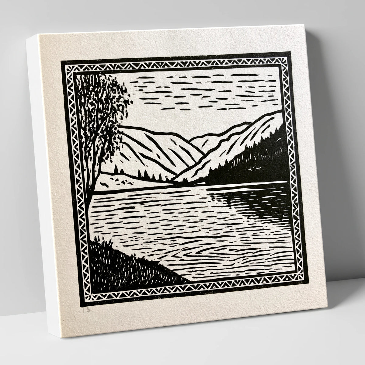 Monochrome Lake at Dawn lake district lake canvas wall art
