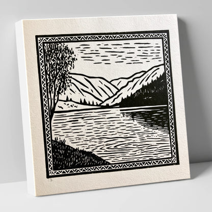 Monochrome Lake at Dawn lake district lake canvas wall art