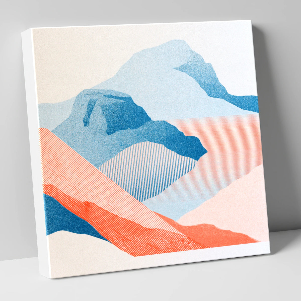 Bowfell in Graphic Coral and Blue lake district fell canvas wall art