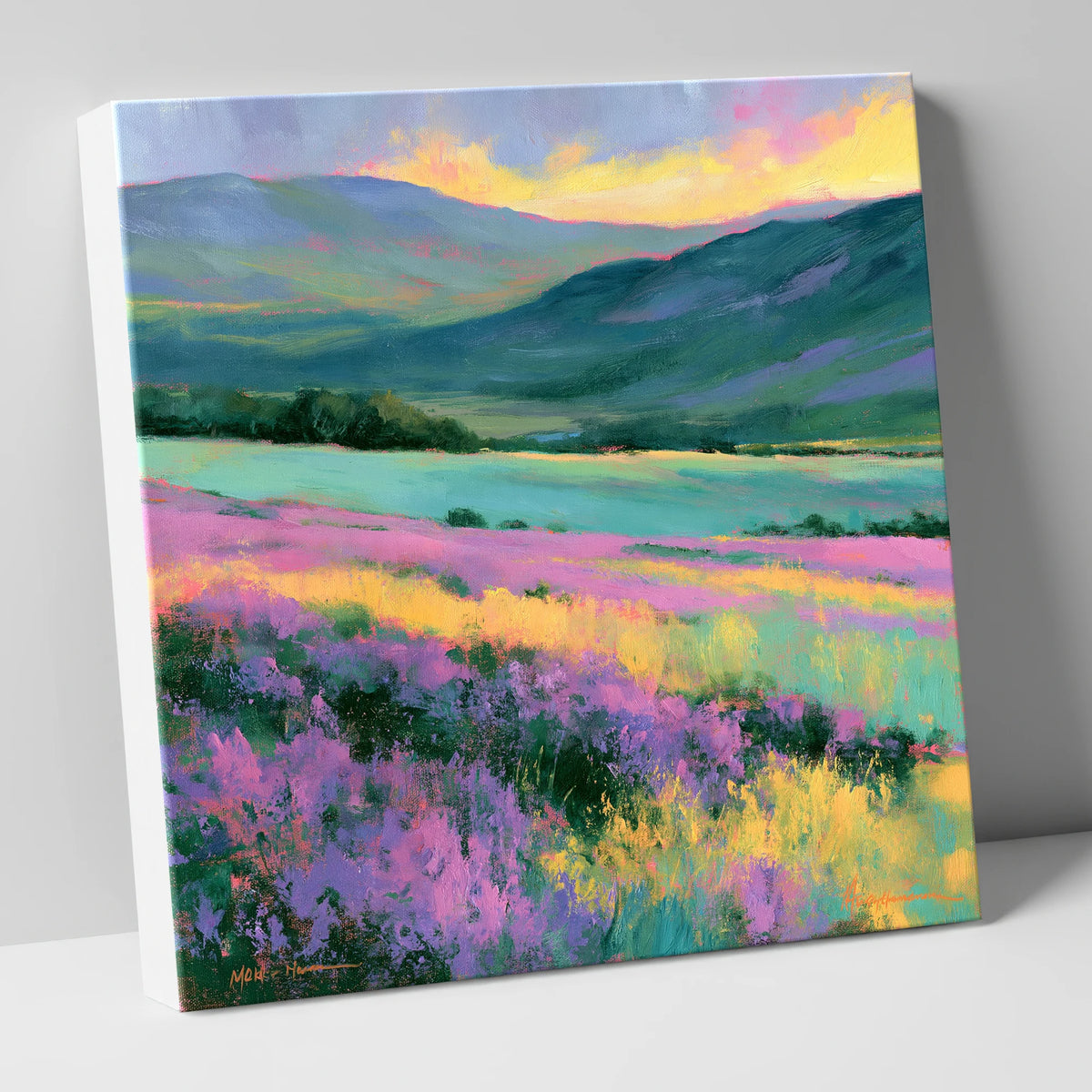 Purple Heather Fellside at Sunset flowers & fellsides canvas wall art