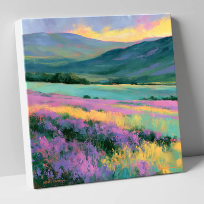 Purple Heather Fellside at Sunset flowers & fellsides canvas wall art