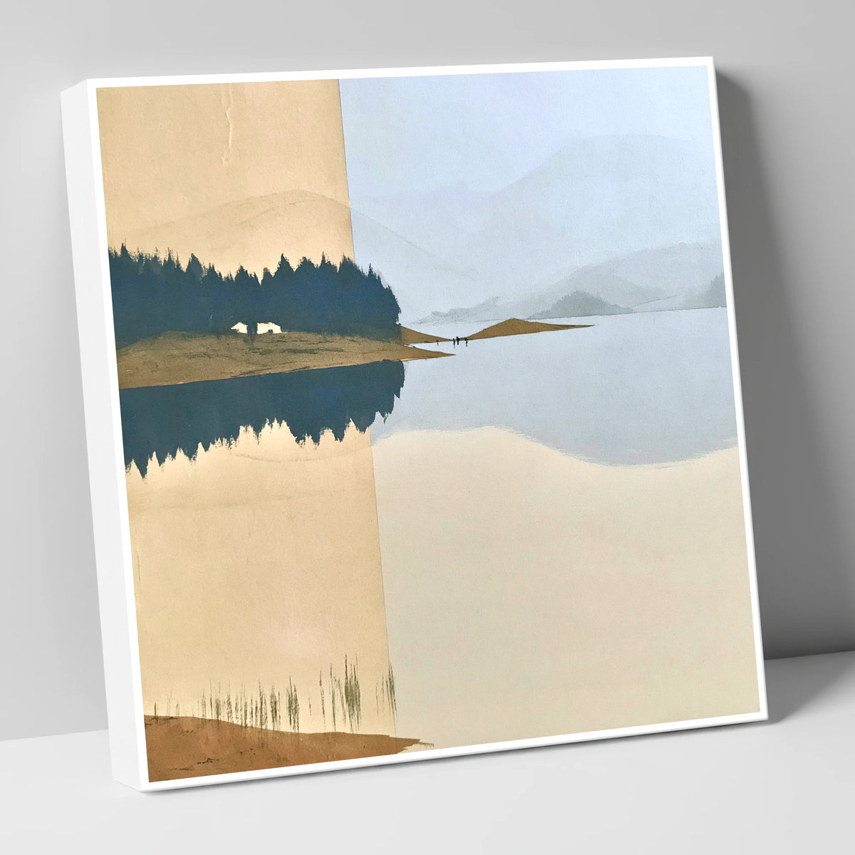 Slate Blue Lake Dawn Reflection lake district lake canvas wall art