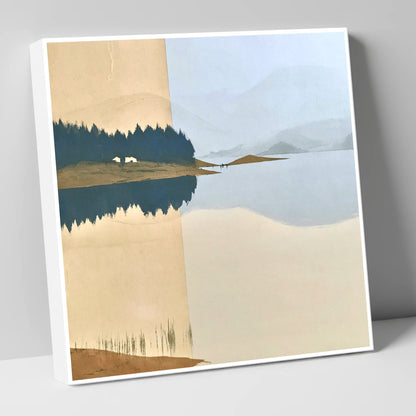 Slate Blue Lake Dawn Reflection lake district lake canvas wall art