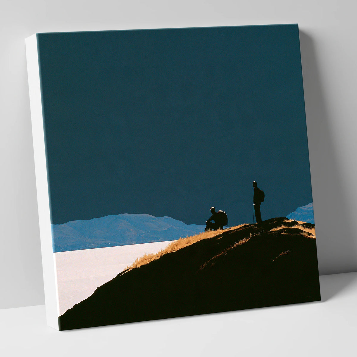 Silhouetted Walkers on Catbells lake district fell canvas wall art