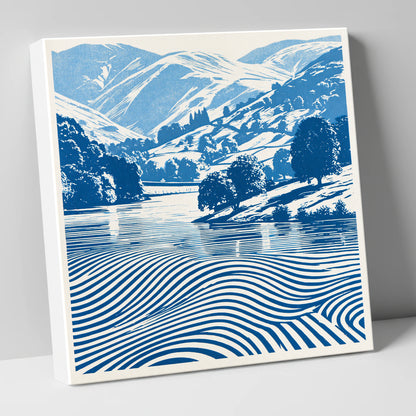 Grasmere in Cobalt Blue lake district lake canvas wall art