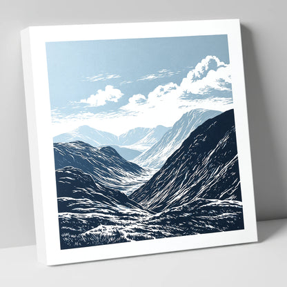 High Summit Valley in Navy lake district fell canvas wall art