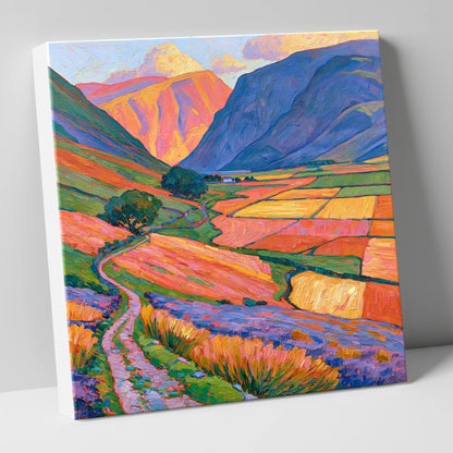 Sunlight on Patchwork Valley Fields lake district valley canvas wall art