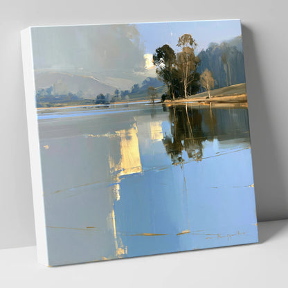 Calm Lake with Golden Reflections lake district lake canvas wall art
