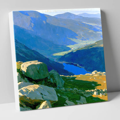 Summit View Over Deep Blue Valley lake district fell canvas wall art
