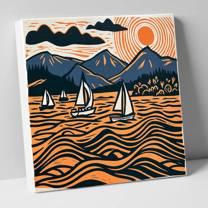 Derwentwater Sailboats Under Radiating Sun lake district lake canvas wall art