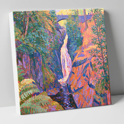 Vibrant Aira Force Waterfall lake district waterfall canvas wall art