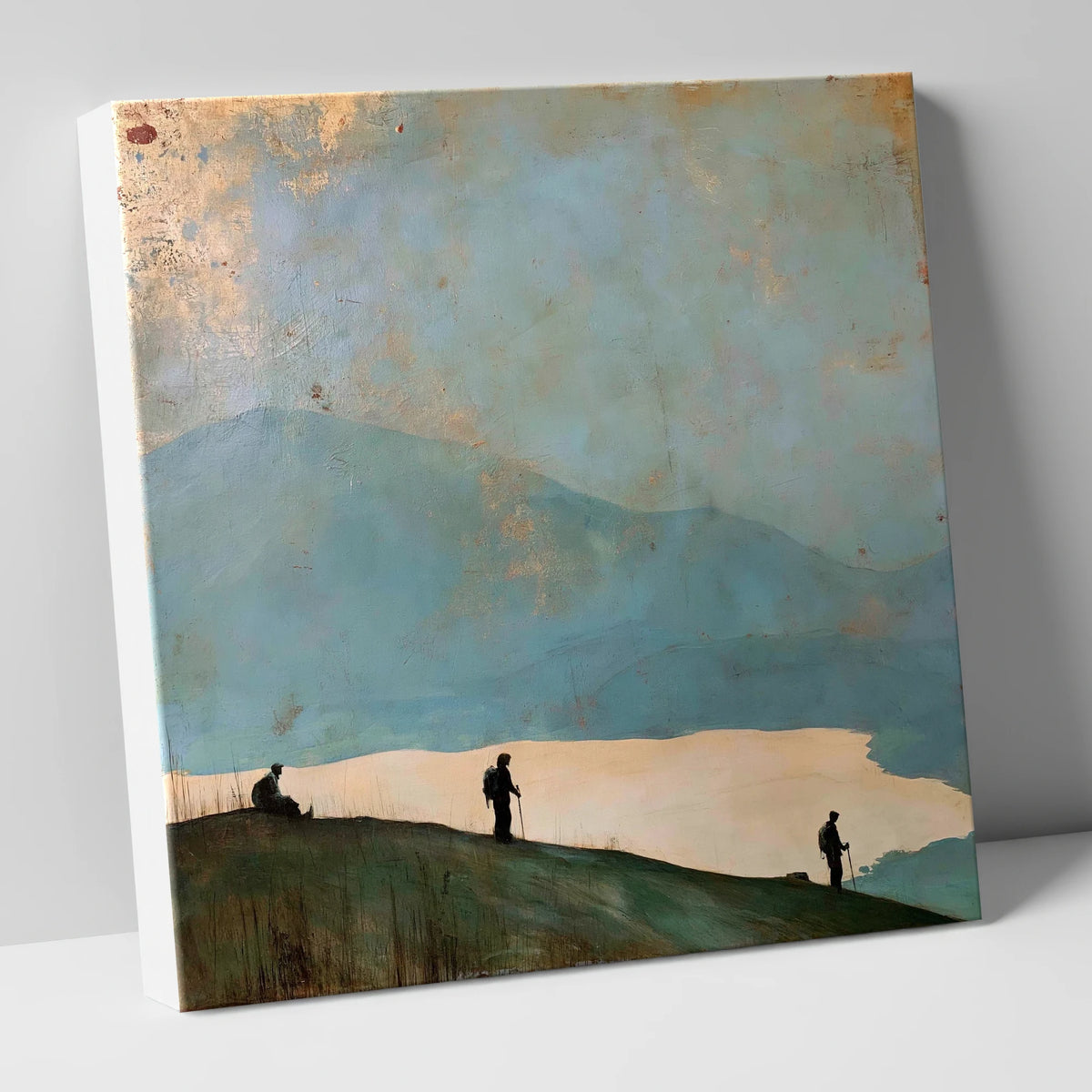 Silhouetted Walkers on Catbells lake district fell canvas wall art