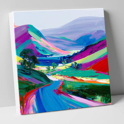 Vibrant Rolling Fells and Valley lake district fell canvas wall art