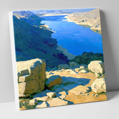 Sunlit Summit View Over Water lake district fell canvas wall art