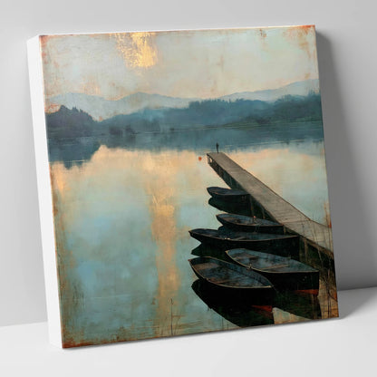 Windermere Jetty in Golden Light lake district lake canvas wall art