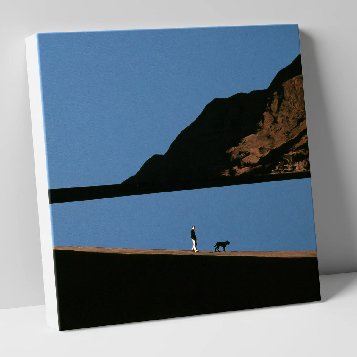 Silhouetted Dog Walker at Ennerdale Water gifts for dog walkers canvas wall art