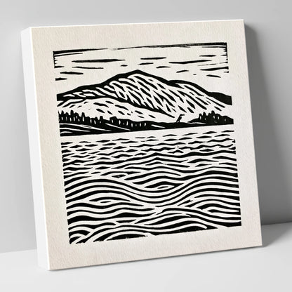 Coniston Water Monochrome Waves lake district lake canvas wall art