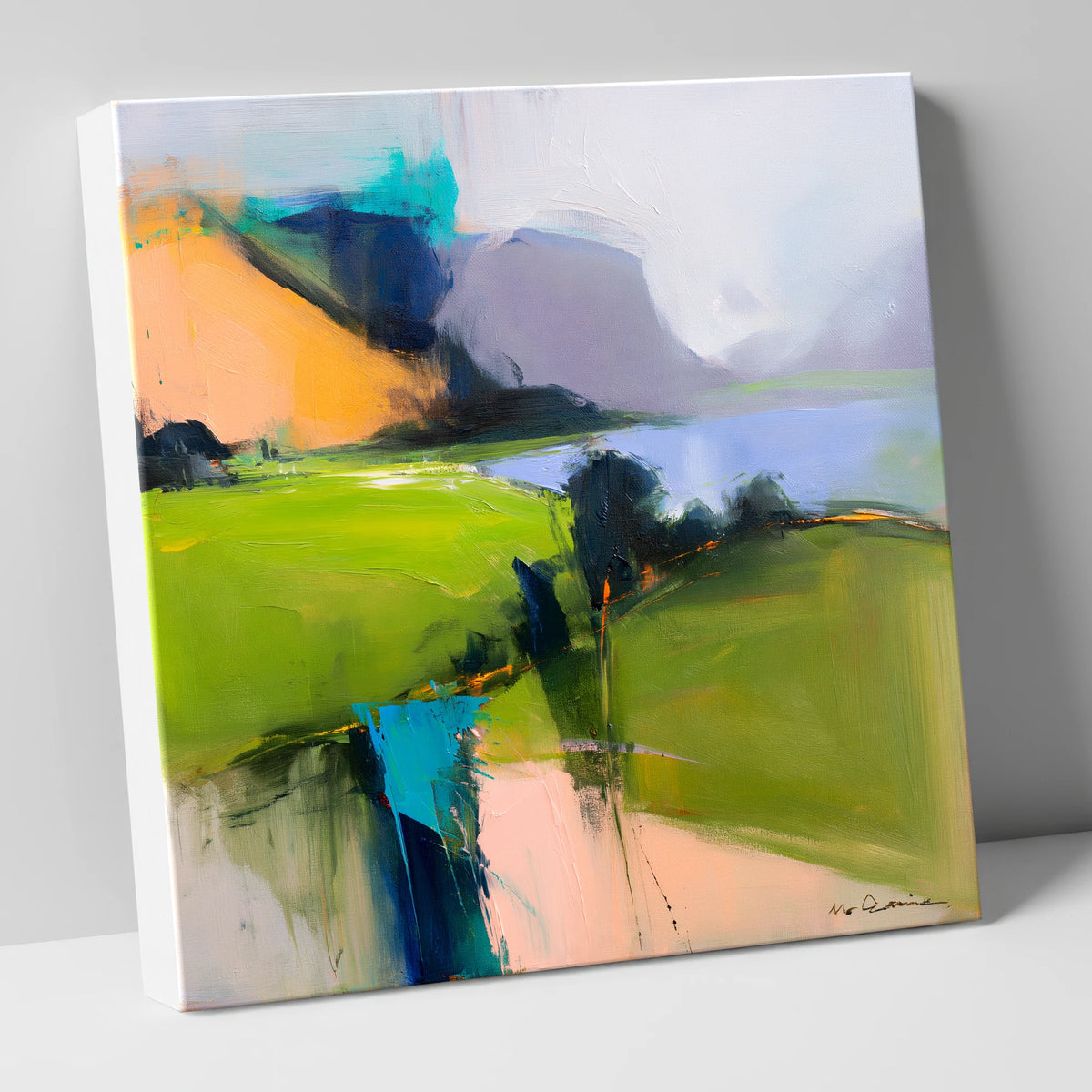 Vivid Green Valley Between Fells lake district valley canvas wall art