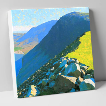 Middle Fell Ridge and Sunlit Boulders lake district fell canvas wall art