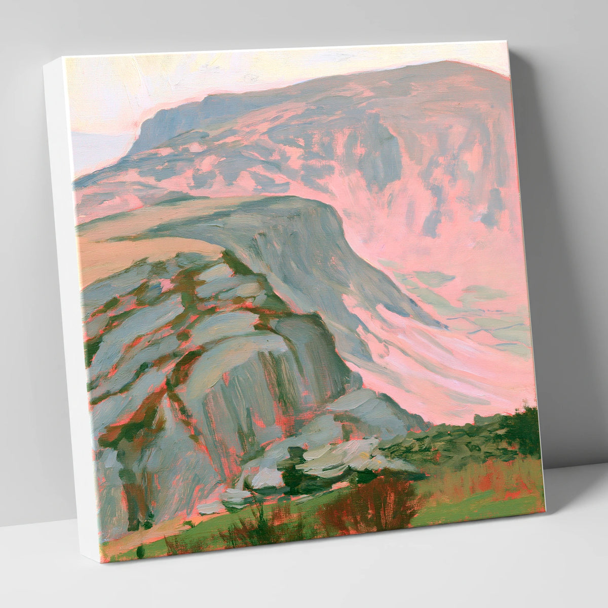 Pastel Pink Mountain Ridge lake district fell canvas wall art