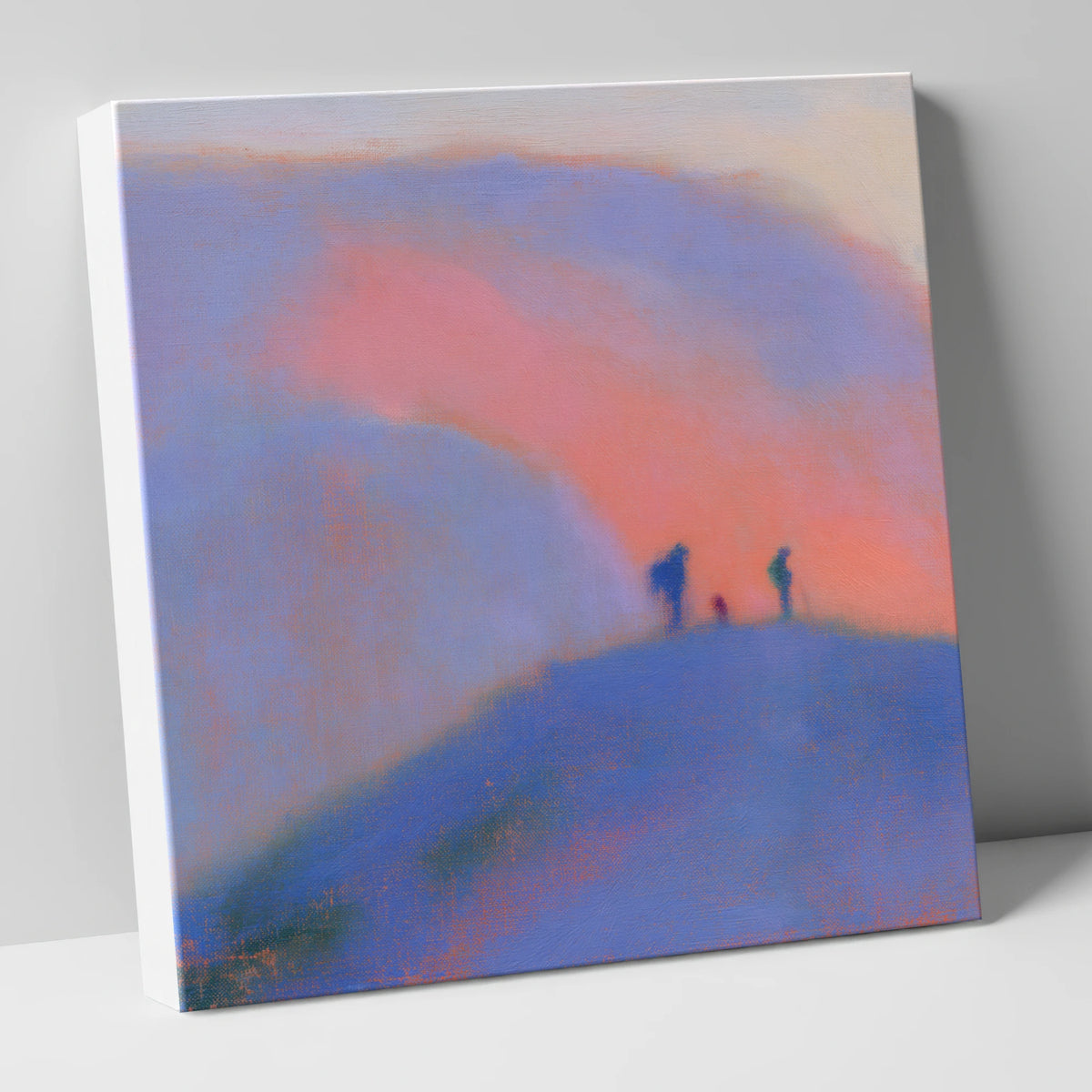 Hikers on a Twilight Fell lake district fell canvas wall art