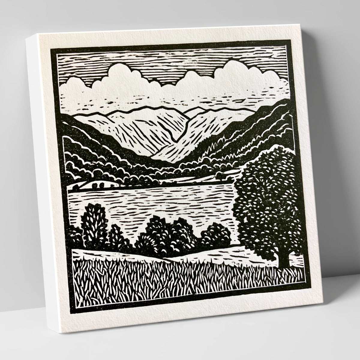 Grasmere and Fells in Monochrome lake district lake canvas wall art