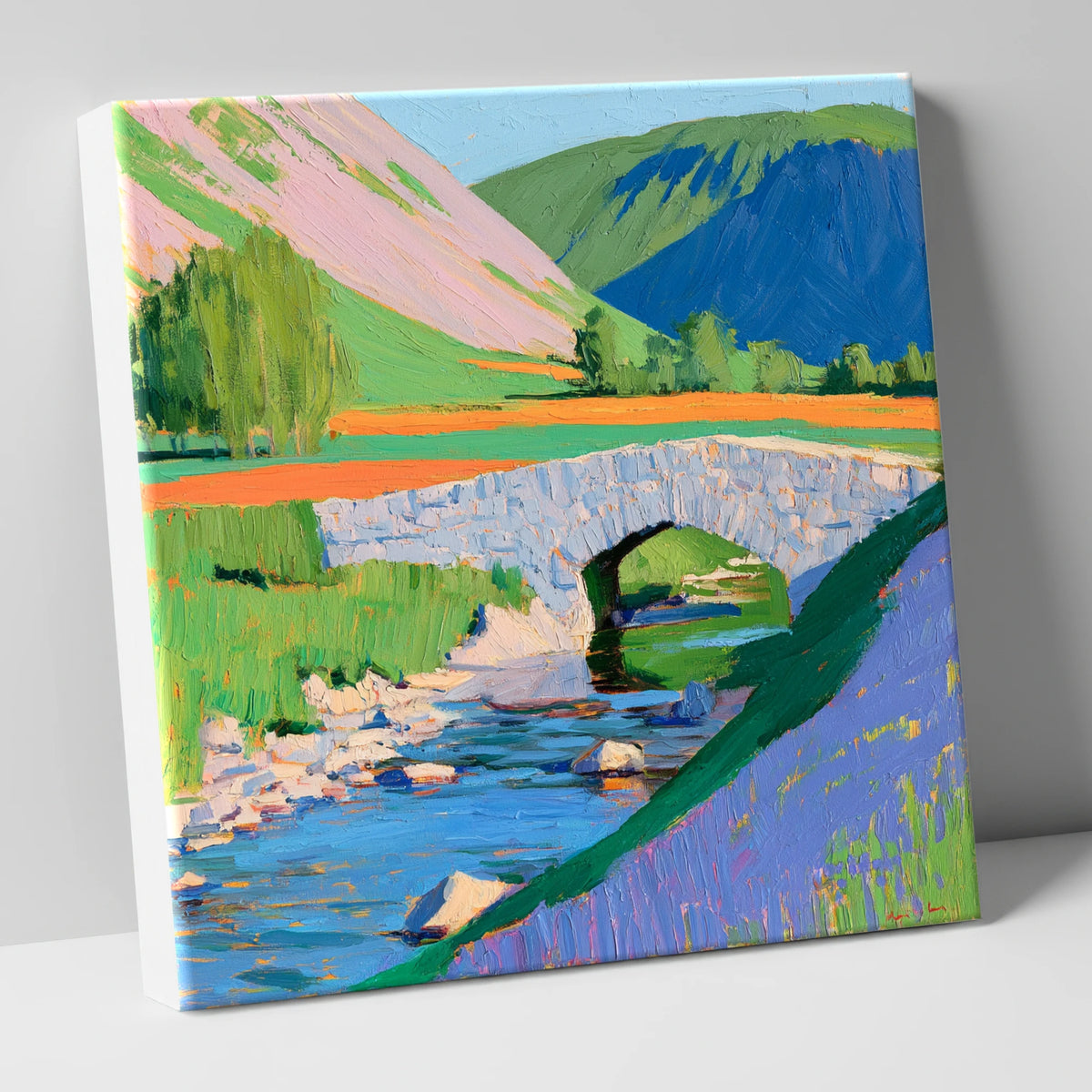 Vibrant Stone Bridge And Beck lake district waterfall canvas wall art