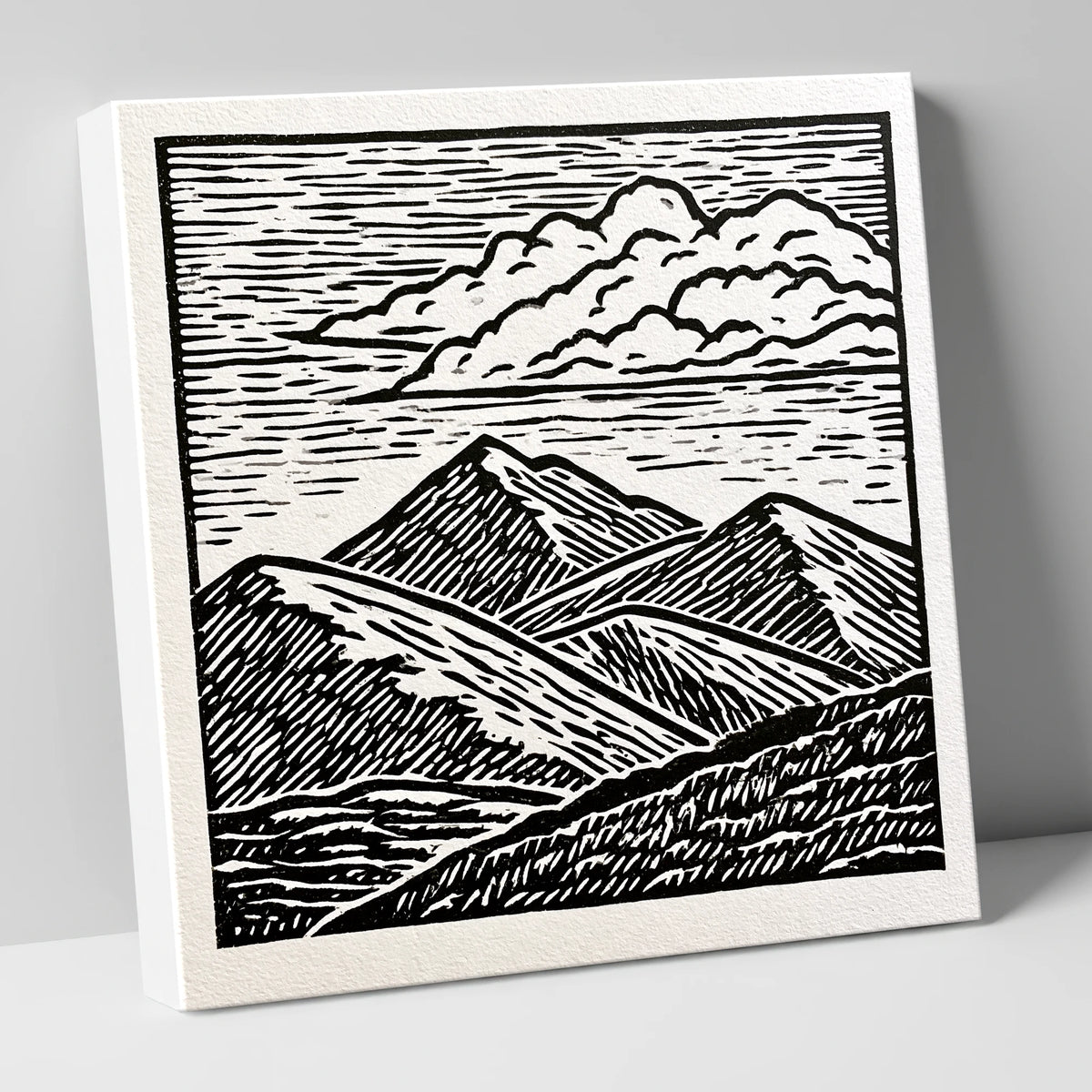 Black and White Rolling Fells lake district fell canvas wall art