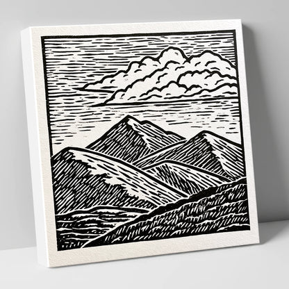 Black and White Rolling Fells lake district fell canvas wall art