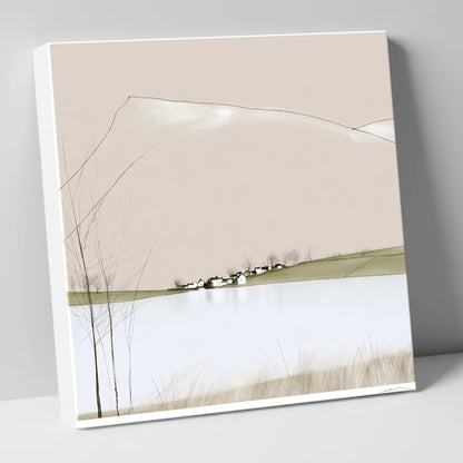 Minimalist Pooley Bridge and Lake lake district village canvas wall art