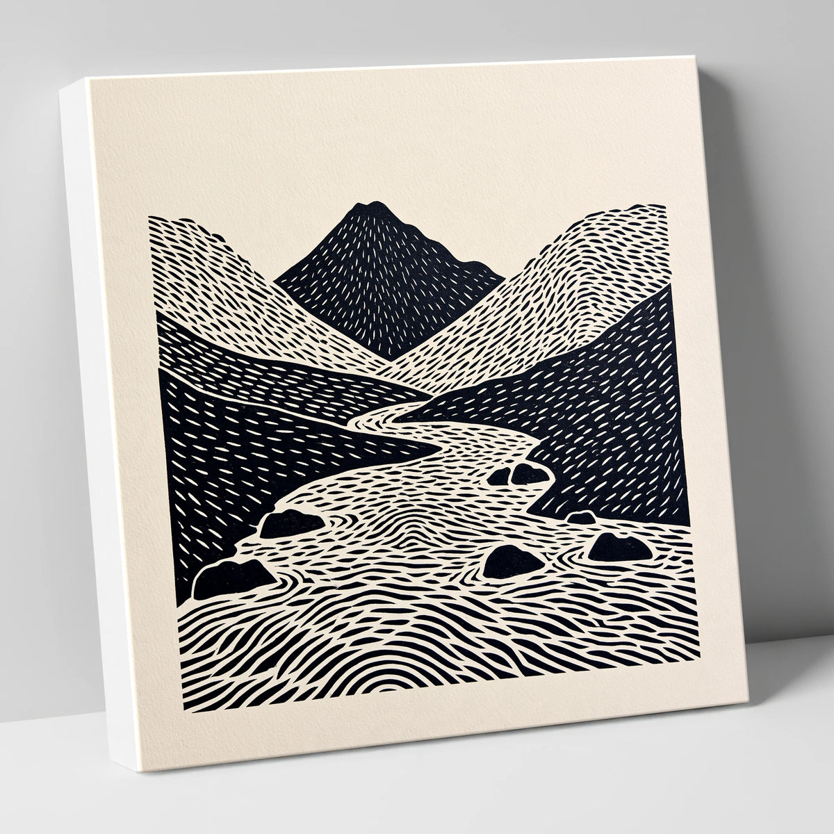 Bold Scafell Pike and Beck lake district fell canvas wall art