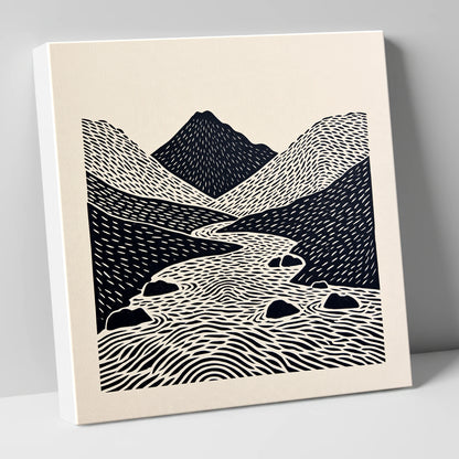 Bold Scafell Pike and Beck lake district fell canvas wall art