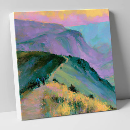 Fell Walkers in Pastel Light lake district walking canvas wall art
