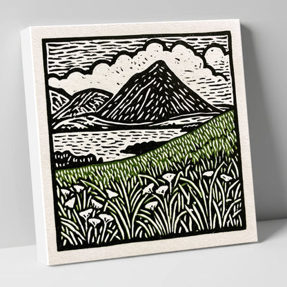 Bold Catbells and Wild Grasses lake district fell canvas wall art
