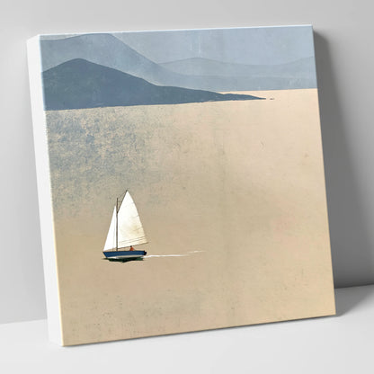White Sail Across the Ochre Lake lake district walking canvas wall art