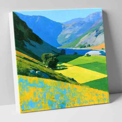 Vibrant Fields of the Buttermere Valley lake district valley canvas wall art